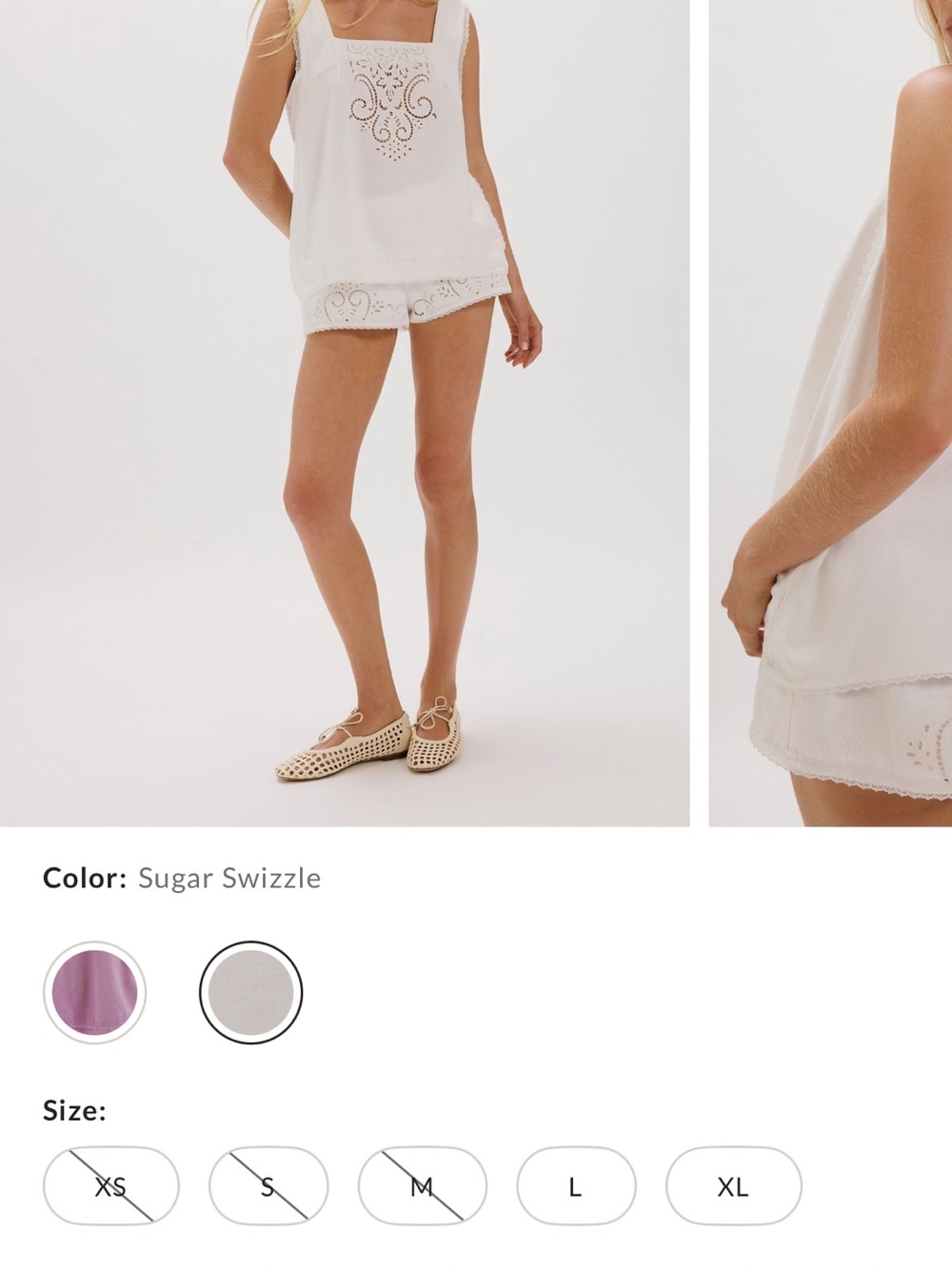 Free People True Charm Embroidered Short Set Linen Top Micro Shorts White XS NEW - Picture 6 of 10
